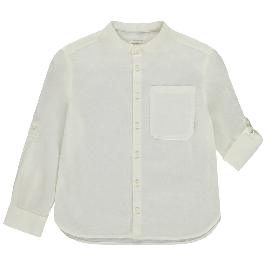Camisa de manga larga con mangas enrollables lisa para niño  Additional Camisa de manga larga con mangas enrollables lisa para niño