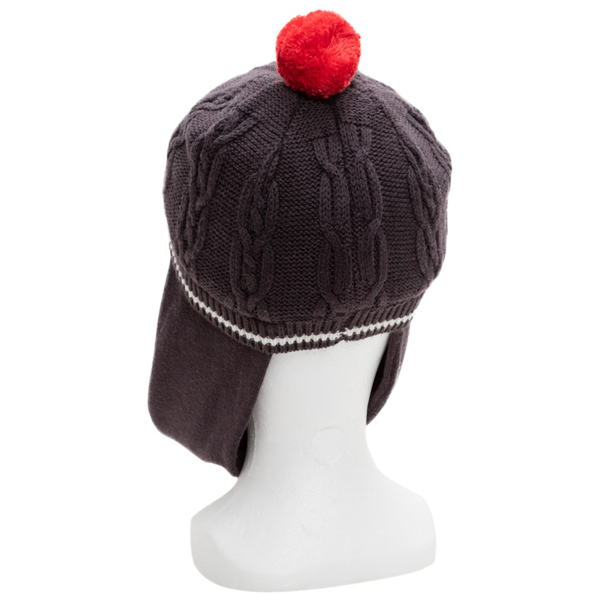Gorro y bufanda de punto con pompón y corazón de jacquard 