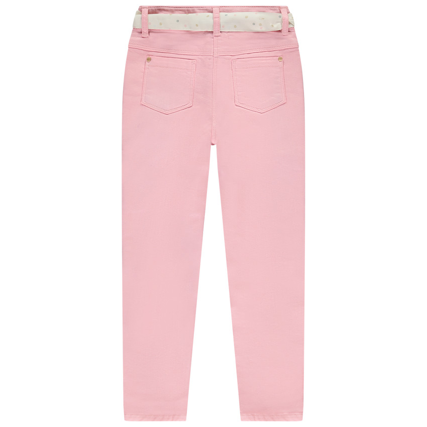Jean slim liso con cinturón de pañuelo para niña 