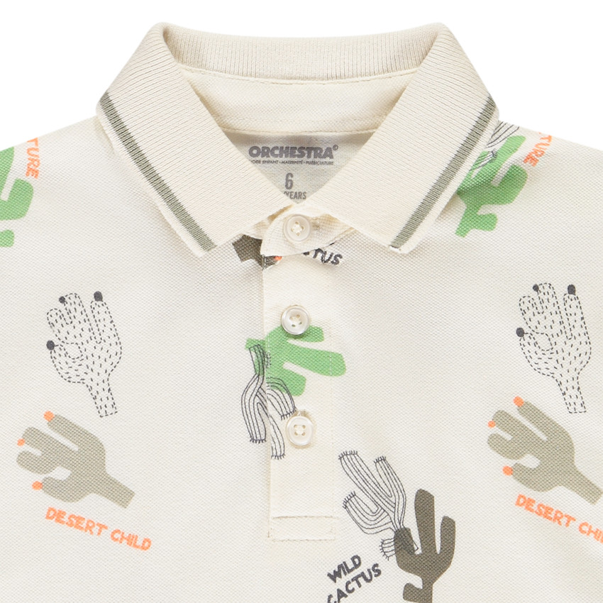 Polo de manga corta con estampado de cactus para niño 
