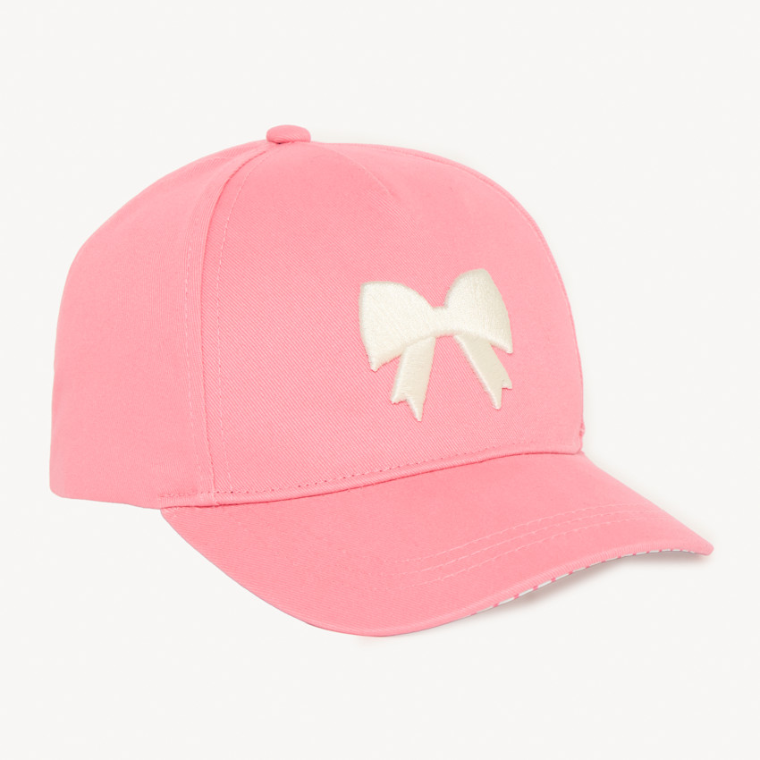 Gorra rosa lisa con bordado de lazo en relieve para niña 