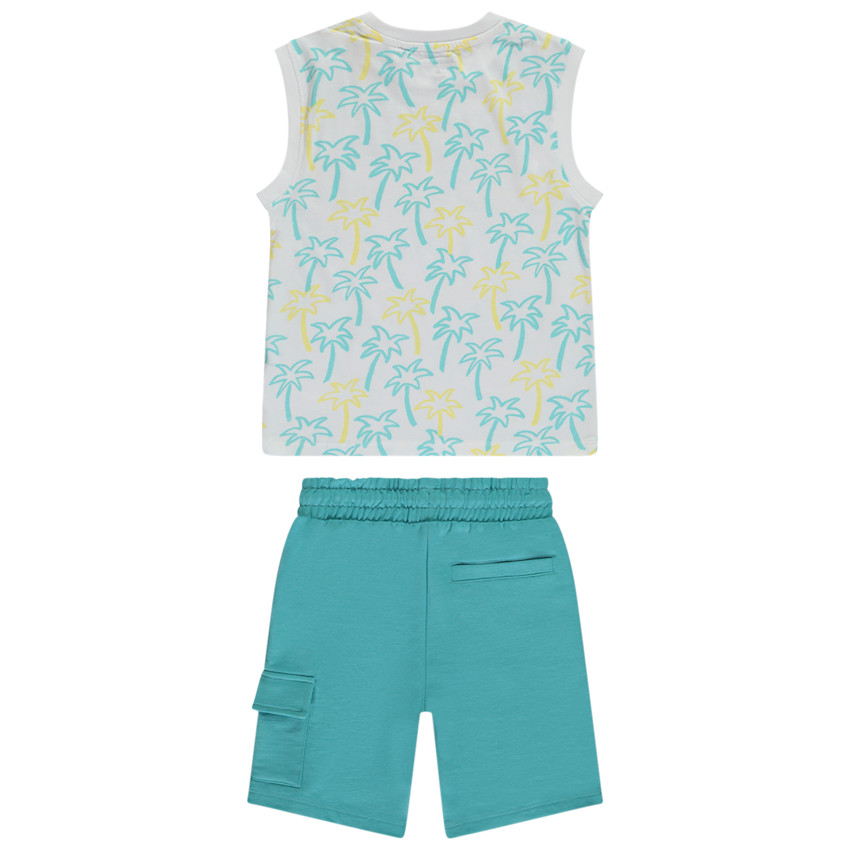 Conjunto de 2 piezas con camiseta sin mangas estampado de palmeras para niño 