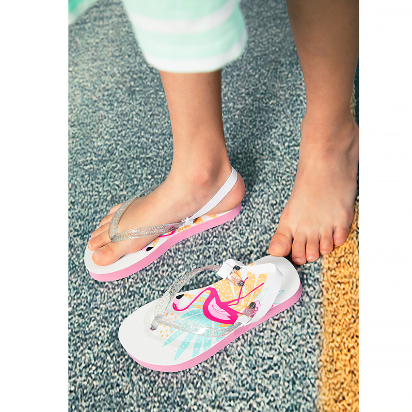 Tongs con tira brillante estampado de flamenco rosa para niña con tira según la edad  Additional Tongs con tira brillante estampado de flamenco rosa para niña con tira según la edad