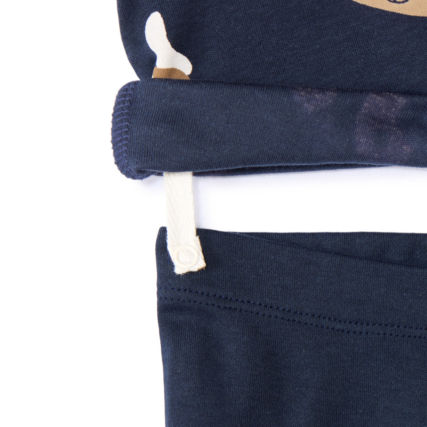 Set pyjama en interlock imprimé chiens pour bébé garçon avec finitions différentes selon l'âge 