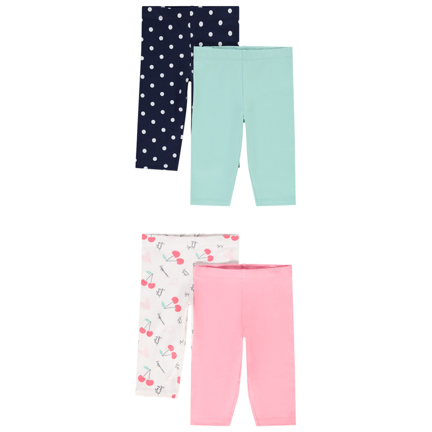 Lote de 4 pantalones pirata de jersey para niña 