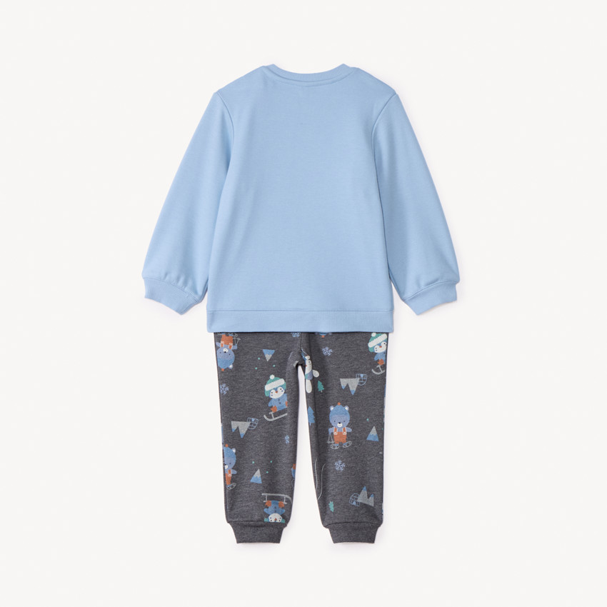 Conjunto de chándal de felpa con estampado de esquí para bebé niño 