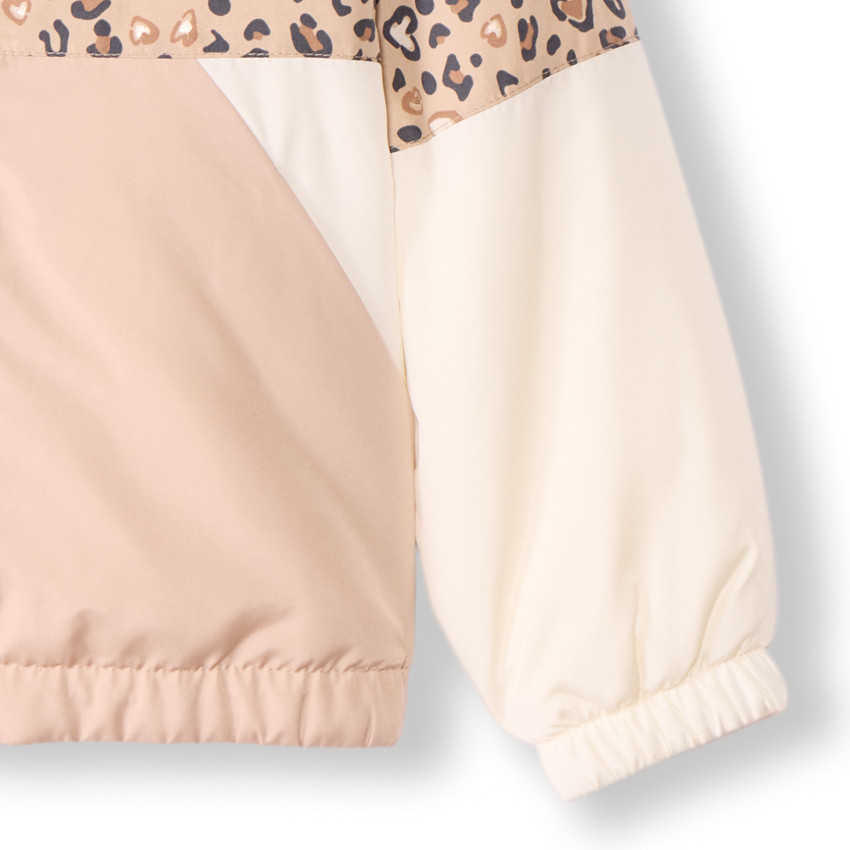 Cortavientos retro con estampado de corazones estilo leopardo niña 