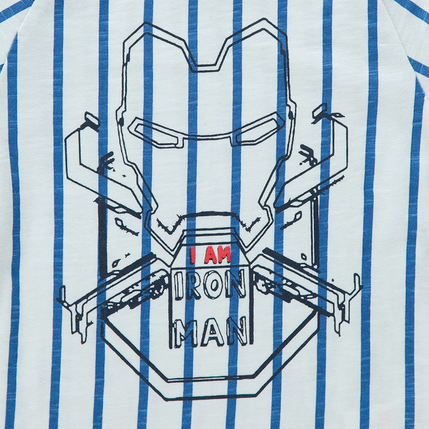 Camiseta de manga corta a rayas con estampado ©Marvel Iron Man 