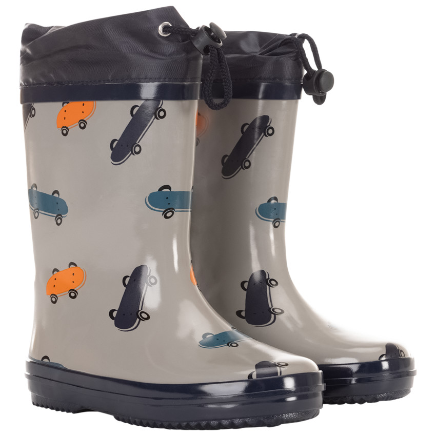 Botas de lluvia con cuello impermeable estampado de skates para bebé niño 