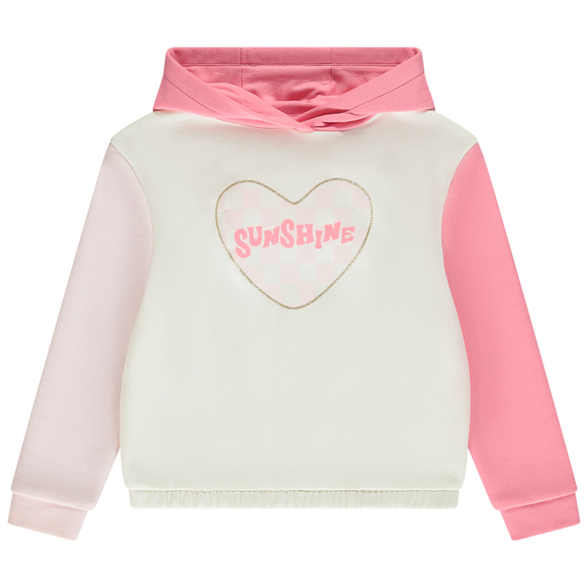 Sudadera de felpa efecto color block con estampado de corazón para niña  Additional Sudadera de felpa efecto color block con estampado de corazón para niña