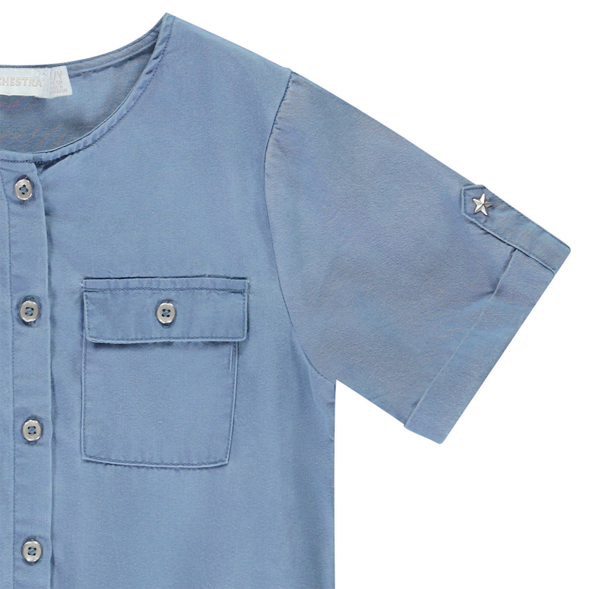 Pantalón corto en sarga lisa para niña 