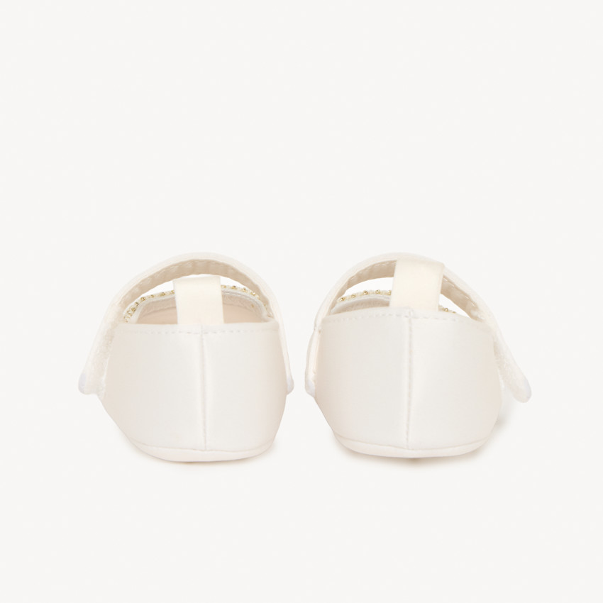 Merceditas de satén de ceremonia con bordado para bebé niña 