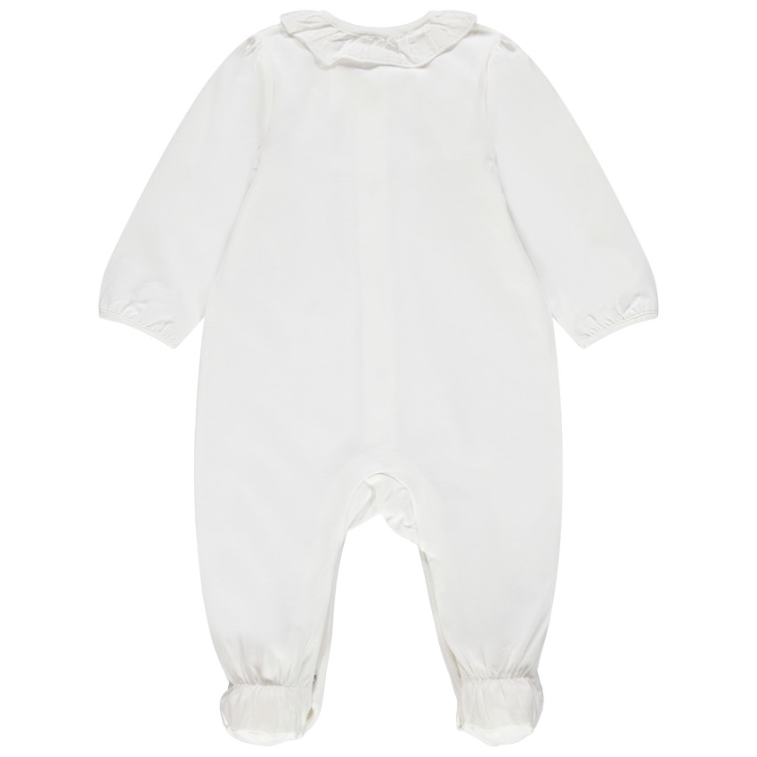 Pelele en algodon bio à cuello con volante y print cygne 