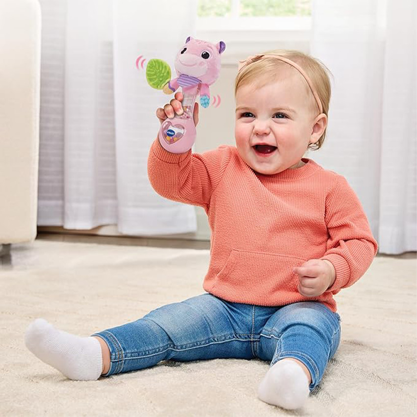 Hochets hippo bébé rose 