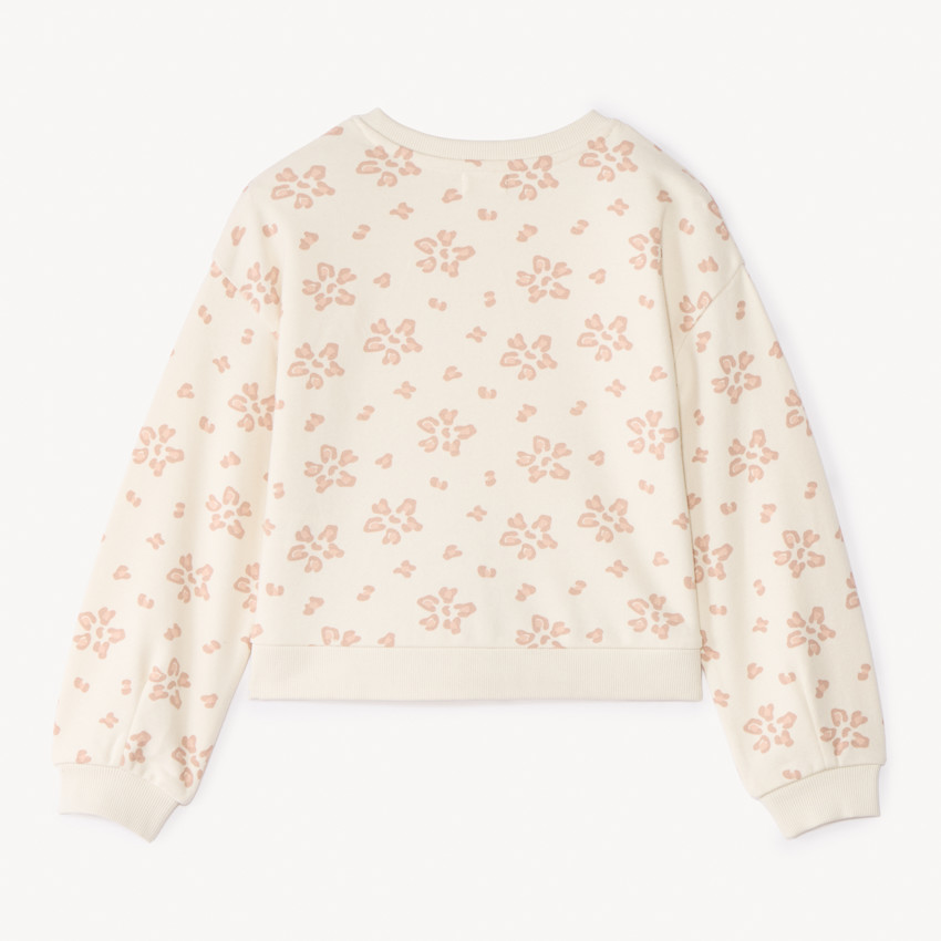Sudadera oversized de felpa con estampado de purpurina para niña. 
