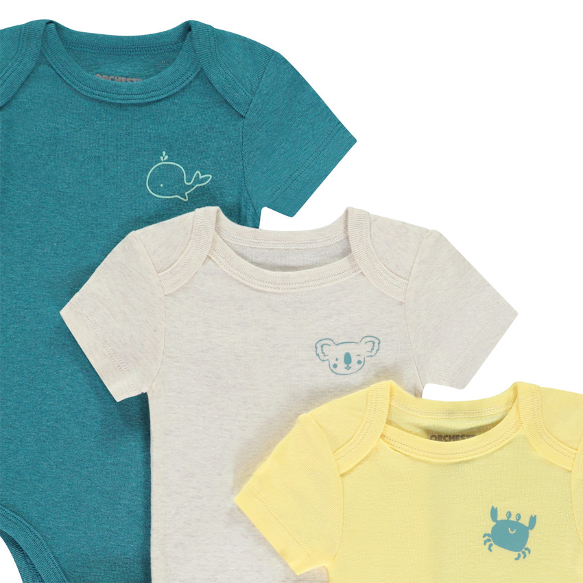 Lote de 5 Bodies de manga corta estampados para bebé niño 