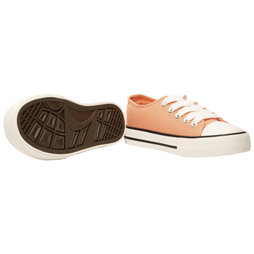 Zapatillas bajas de lona coral con cordones para niña 