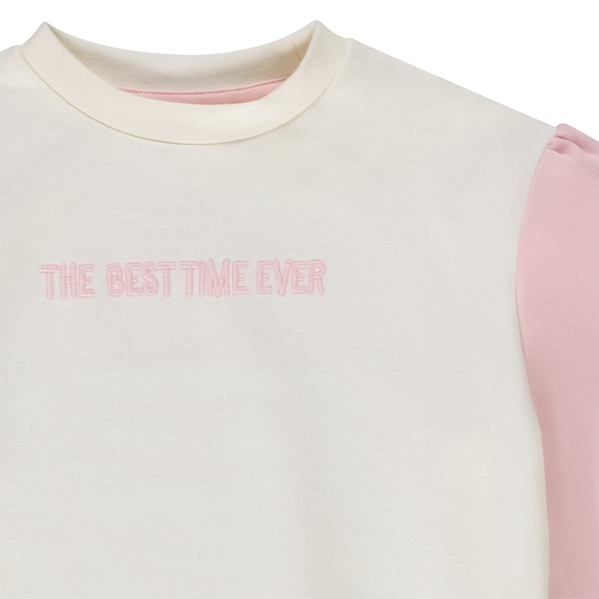Sudadera efecto color block con bordado para niña 