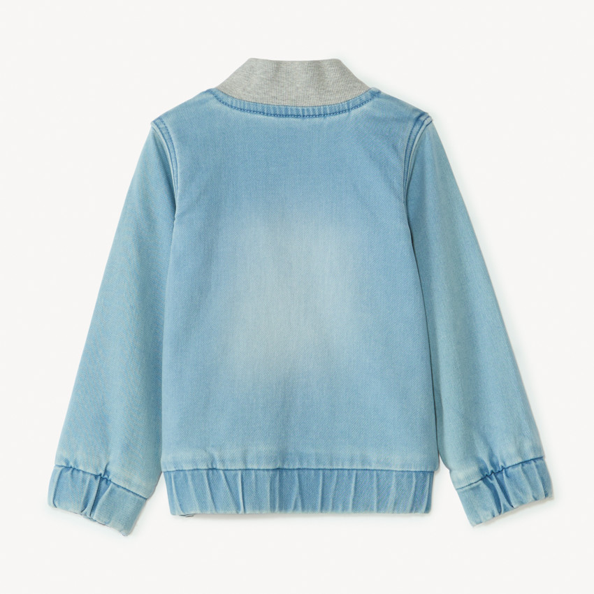 Chaqueta bomber de mezclilla con cuello acanalado para bebé niño 