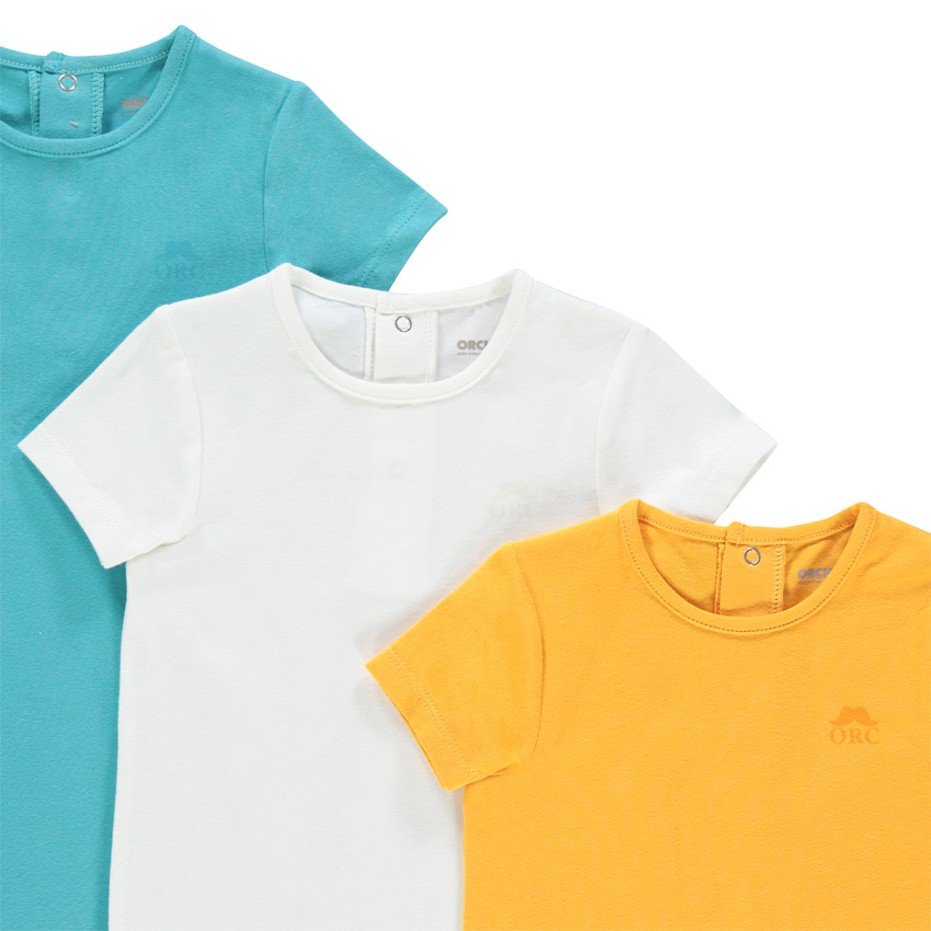 Pack de 3 bodies de manga corta para bebé niño con estampado de logo 