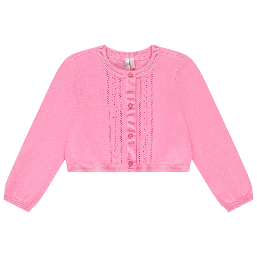 Chaleco de punto con mangas largas y calados para bebé niña 