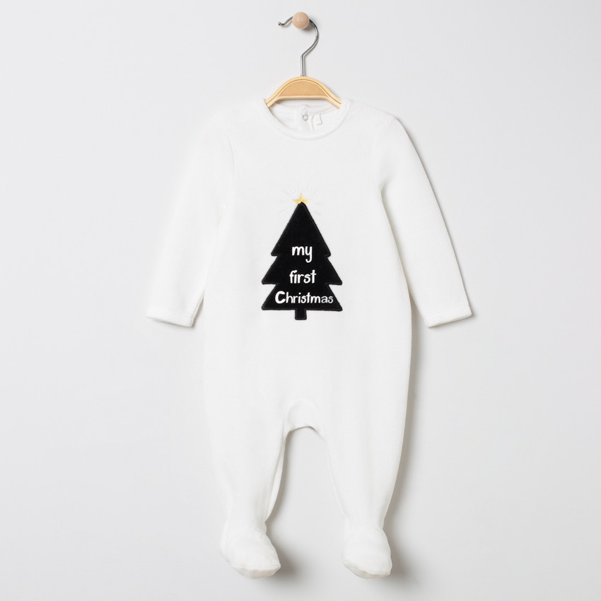 Pelele de terciopelo con estampado de árbol de Navidad para bebé 