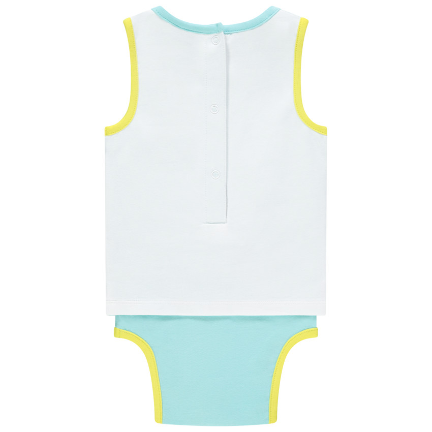 Body sin mangas efecto 2 en 1 print dinosaurio 