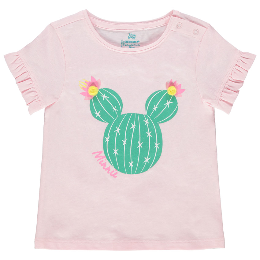 camiseta mangas cortas en algodon bio print Minnie cactus Disney 