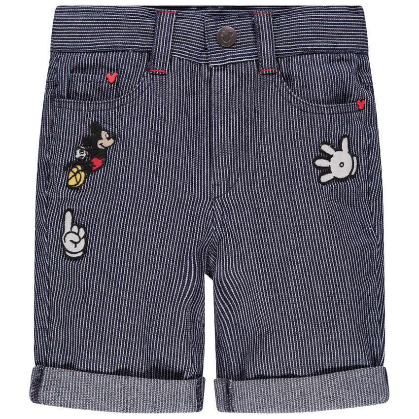 pantalon corto de rayas finas y aplique Mickey Disney  Additional pantalon corto de rayas finas y aplique Mickey Disney
