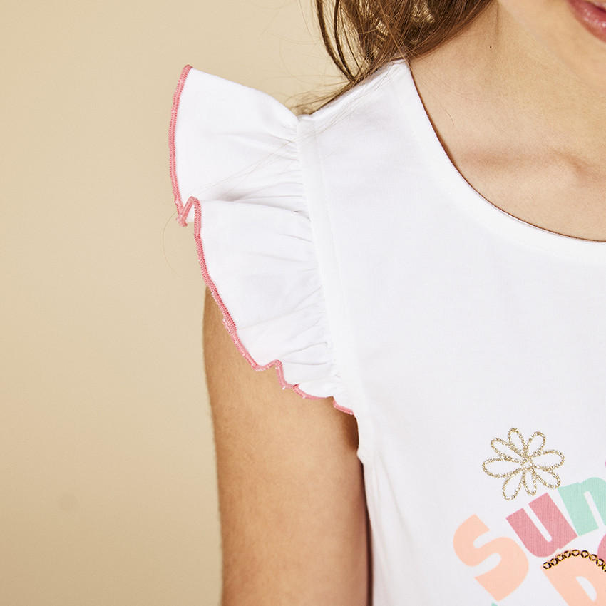 Vestido efecto 2 en 1 con estampado fantasía y rayas para niña 