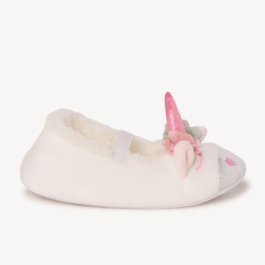 Pantuflas con elástico y cabeza de unicornio para bebé niña 