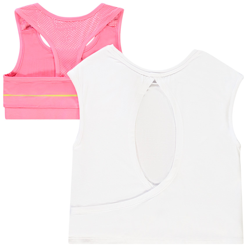 Conjunto camiseta manga corta + sujetador deportivo 