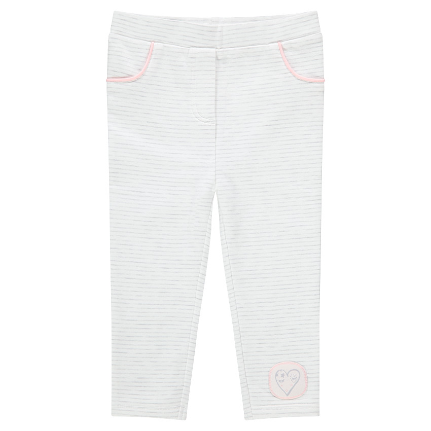 Legging de punto con estampado rayas all-over y parche de corazón 