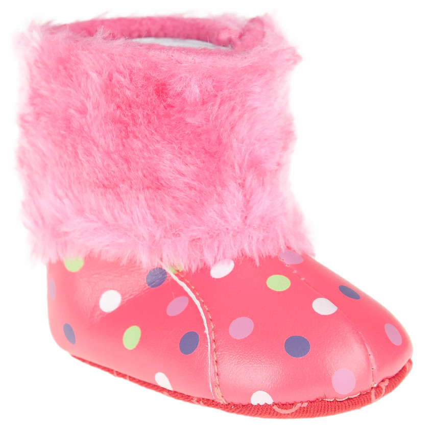 Botines de pelo sintético con estampado de puntos 