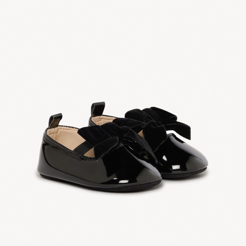 Merceditas brillantes con lazo de terciopelo para bebé niña 