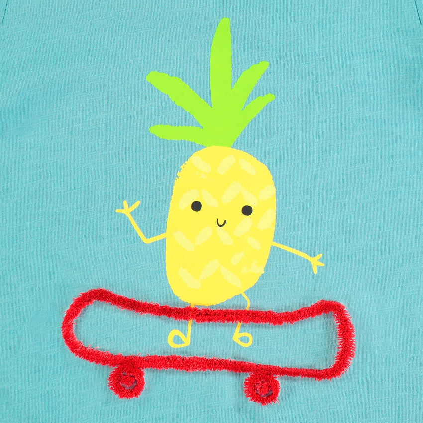 T-shirt manches courtes print ananas et skate en bouclette 