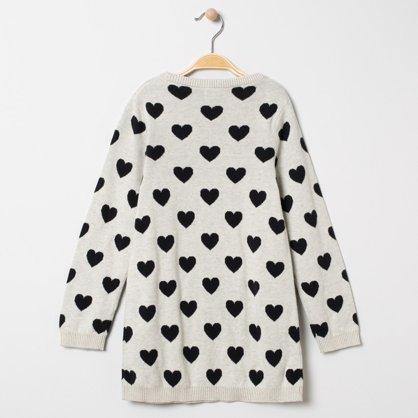 Vestido de punto estampado corazones "all-over" 