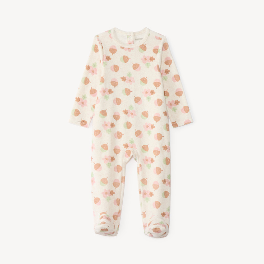 Lote de 3 pijamas de terciopelo para bebé niña con motivo de bosque (acabados diferentes según la edad) 