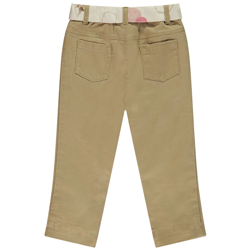 Pantalón de tela con cinturilla decorativa para bebé niña 