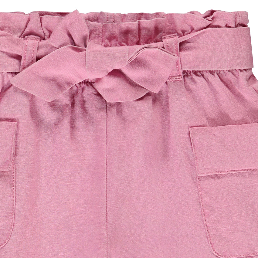 Short de tela lisa con lazo para bebé niña 