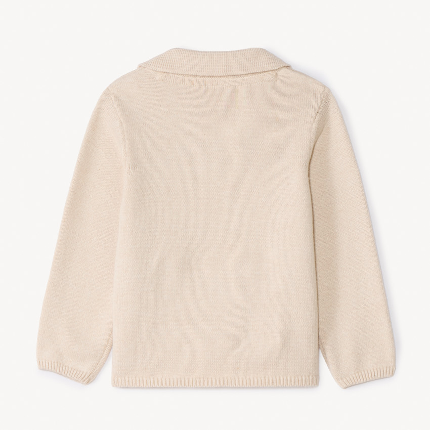 Chaqueta de punto de manga larga con cuello de solapa para bebé niño 