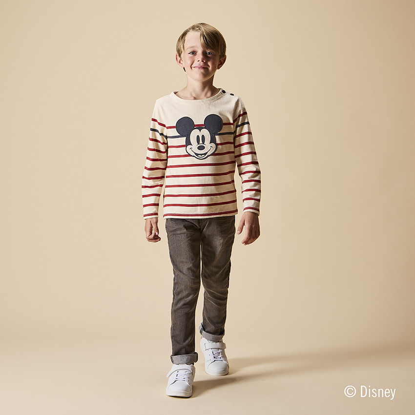 Camiseta de rayas de Mickey Disney con mangas largas para niño 