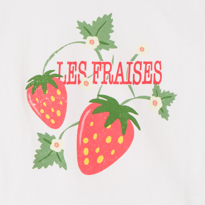 Camiseta de manga corta con estampado de fresas para niña 