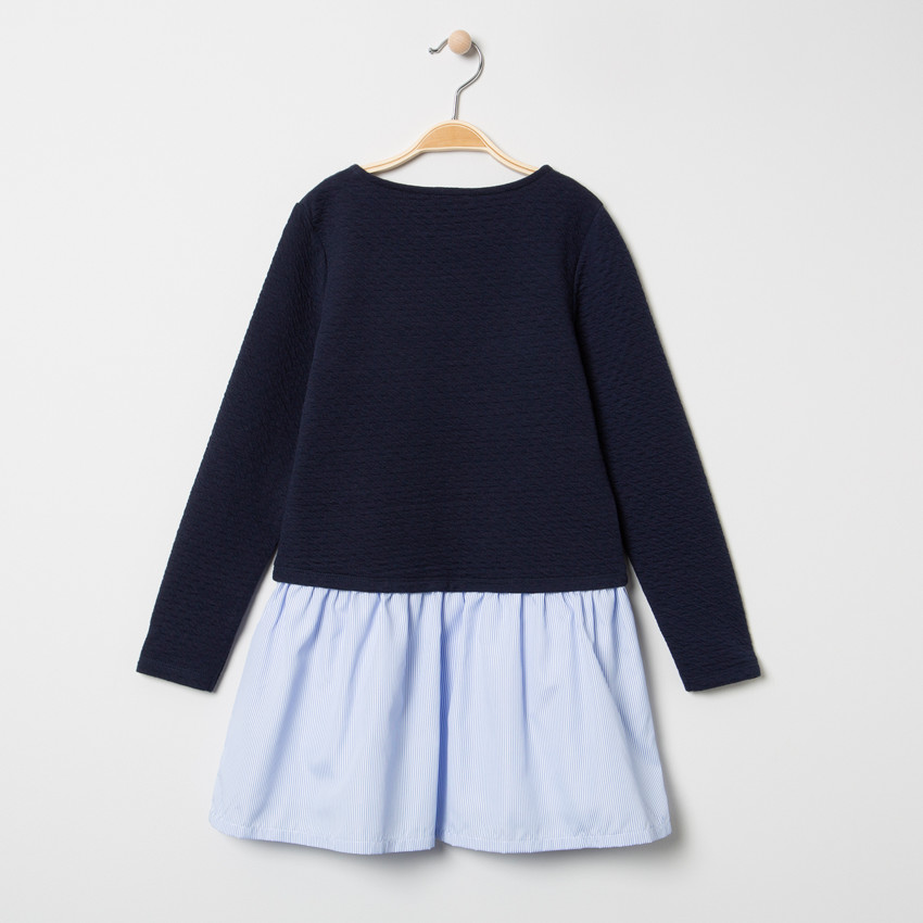 Vestido de manga larga con efecto 2 en 1 con parches cosidos 