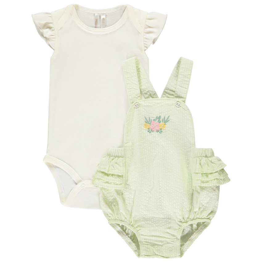 Conjunto de 2 piezas con pelele a rayas para bebé niña 