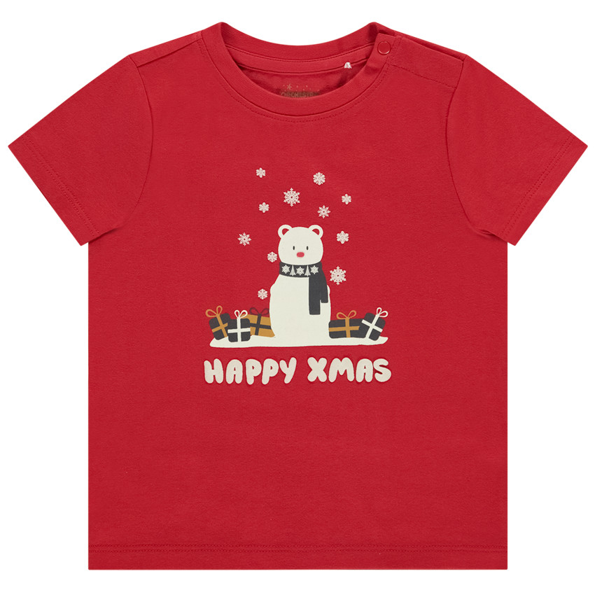 Camiseta de manga corta con estampado Joyeux Noël para bebé niño 