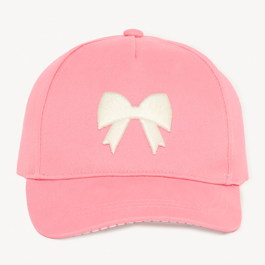 Gorra rosa lisa con bordado de lazo en relieve para niña 