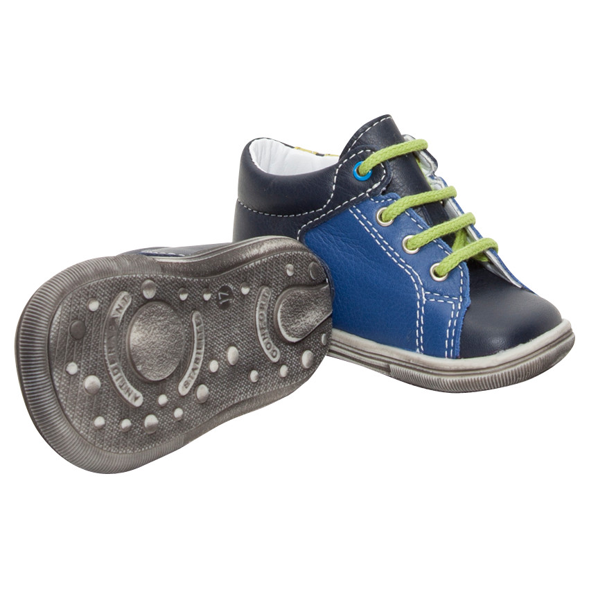 Botines bicolor de cuero con cordones  