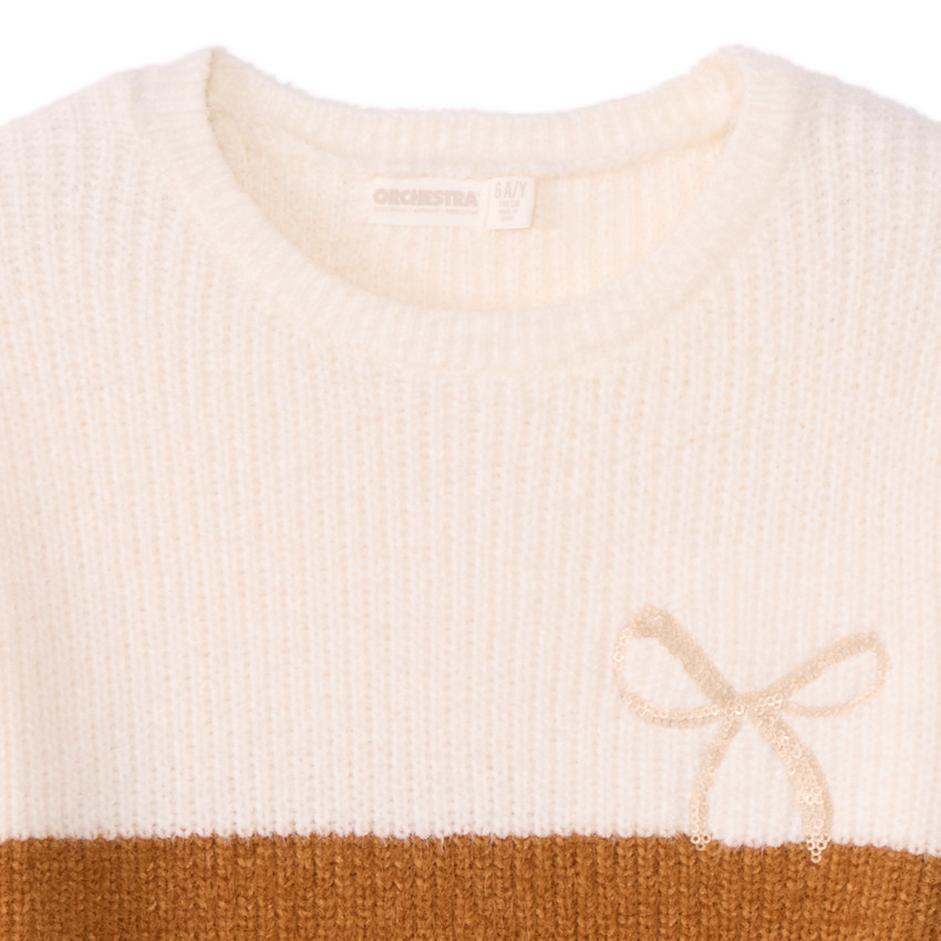 Jersey de punto oversize efecto color block para niña 