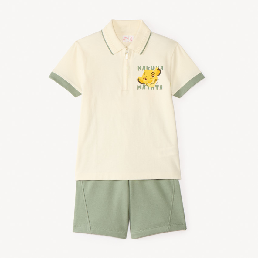 Conjunto de 2 piezas polo con cremallera + bermudas El Rey León Disney para niño 